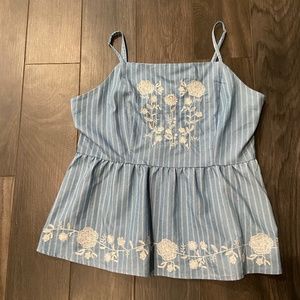 Tank Top with White Embroidery